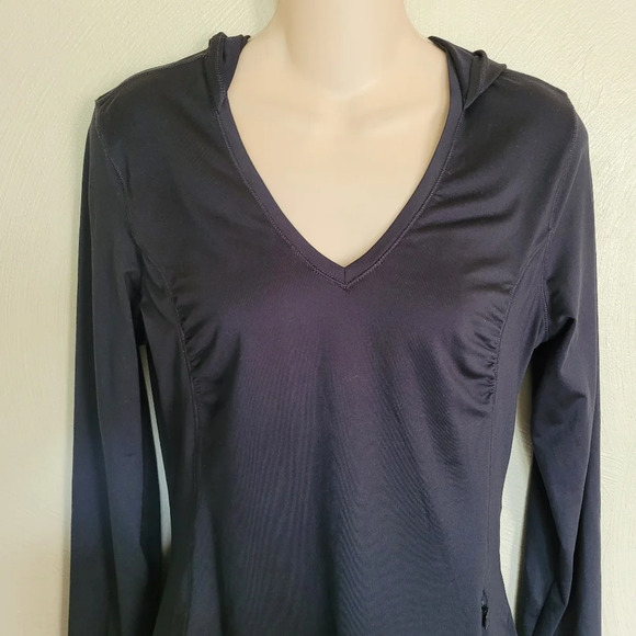 Old Navy Active Black Hooded Running Top with Thumb Cut Outs Size Women's Small - Picture 4 of 9